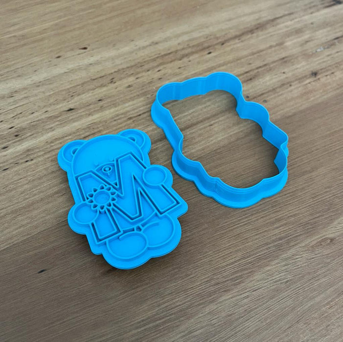 Bear holding letter M for Mother's Day cookie cutter & stamp, cookie cutter store