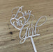 "Boy or Girl" acrylic Baby cake topper in rose gold available in many colours, mirrored finish and glitters, Cookie Cutter Store