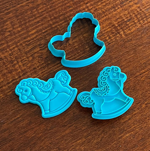 Baby rocking horse Cookie Cutter with emboss Stamp. Cookie Cutter Store