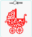 Baby Pram Deboss Raised Effect Stamp, Pop Stamp, deboss stamp and cookie cutter, cookie cutter store