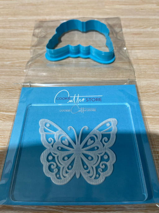 Butterfly Raised stamp and matching cookie cutter, deboss stamp, pop stamp, Cookie Cutter Store