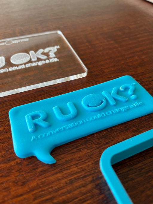 R U OK? raised emboss stamp and cookie cutter, Pop Stamp, deboss stamp and cookie cutter, cookie cutter store