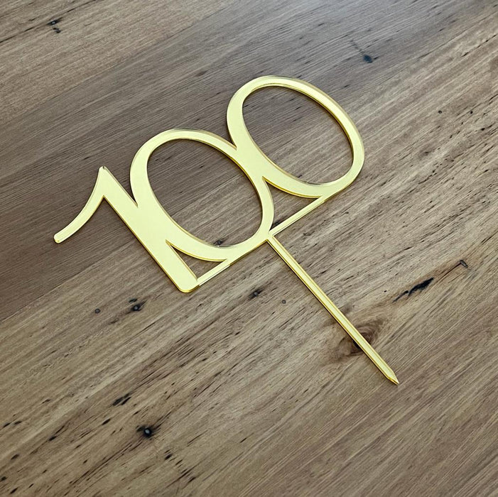 Number 100 in Bright gold, one hundred, 100th, cake topper, cookie cutter store