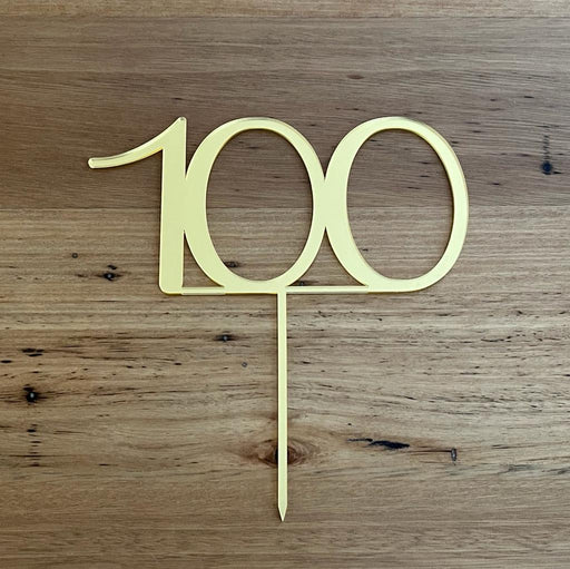 Number 100 in Bright gold, one hundred, 100th, cake topper, cookie cutter store