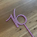 number 16, sixteen, glitter pink acrylic cake topper available in many colours, mirrored finish and glitters, Cookie Cutter Store