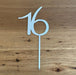 number 16, sixteen, silver acrylic cake topper available in many colours, mirrored finish and glitters, Cookie Cutter Store