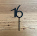 "16" in Black acrylic cake topper available in many colours, mirrored finish and glitters, Cookie Cutter Store