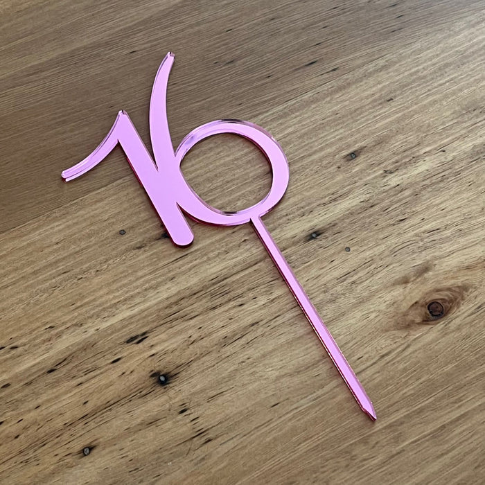 number 16, sixteen, mirror pink acrylic cake topper available in many colours, mirrored finish and glitters, Cookie Cutter Store