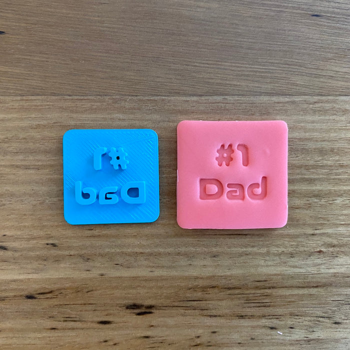 Number 1 #1 Dad Style 3 Font Emboss Stamp