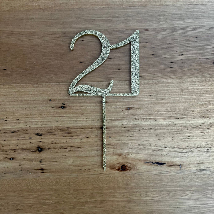 Number 21 in glitter gold, Twenty one. 21st, cake topper, cookie cutter store