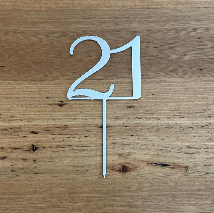 Number 21 in Silver, Twenty one. 21st, cake topper, cookie cutter store