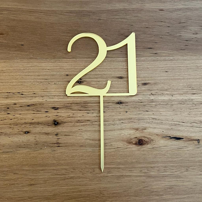 Number 21 in Bright gold, Twenty one. 21st, cake topper, cookie cutter store