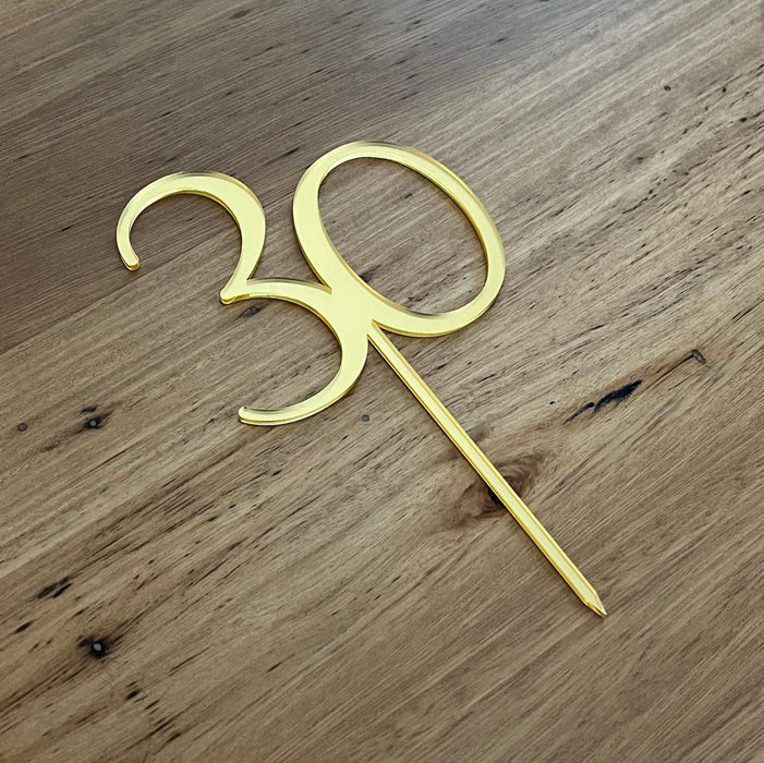 Number 30 in Bright gold, Thirty. 30th, cake topper, cookie cutter store