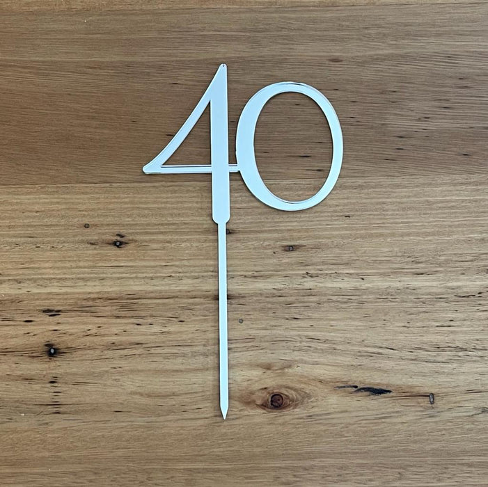 Number 40 in Silver, Forty, 40th, cake topper, cookie cutter store