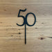 Number 50, fiftieth cake topper in Black, cookie cutter store