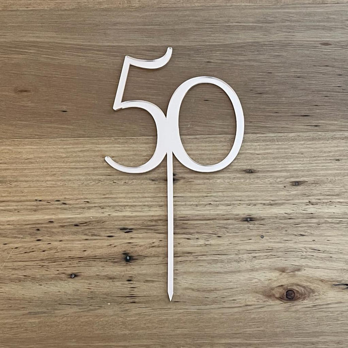 Number 50, fiftieth cake topper in Rose Gold, cookie cutter store