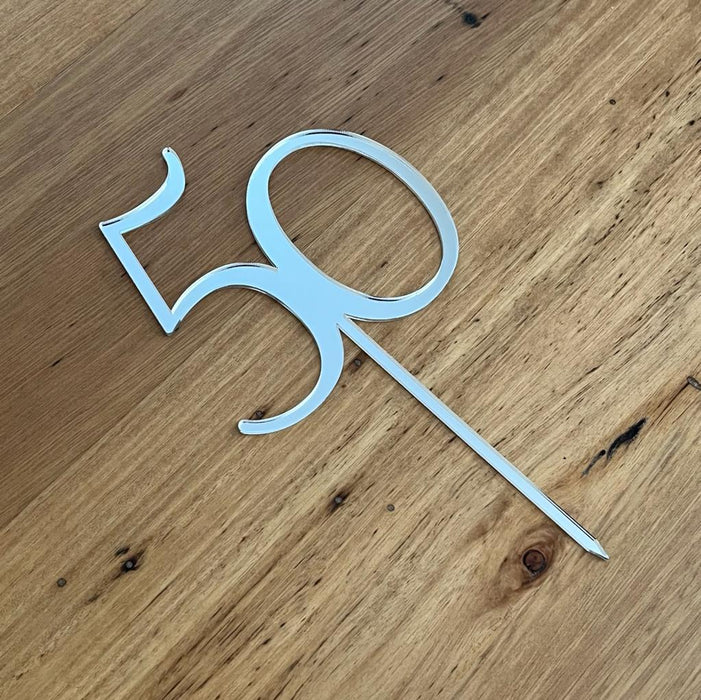 Number 50, fiftieth cake topper in Silver, cookie cutter store