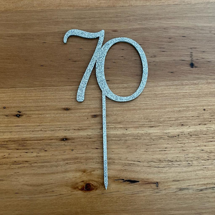 Number 70 in Glitter silver, Seventy. 70th, Cake topper, cookie cutter store