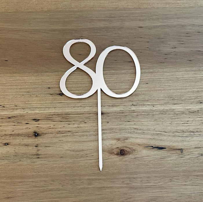 Number 80 in Rose gold, Eighty. 80th, Cake topper, cookie cutter store