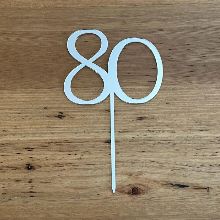 Number 80 in Silver, Eighty. 80th, Cake topper, cookie cutter store