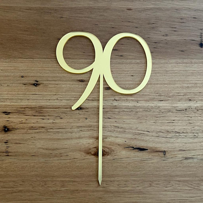 Number 90 in Bright gold, Ninety. 90th, cake topper, cookie cutter store