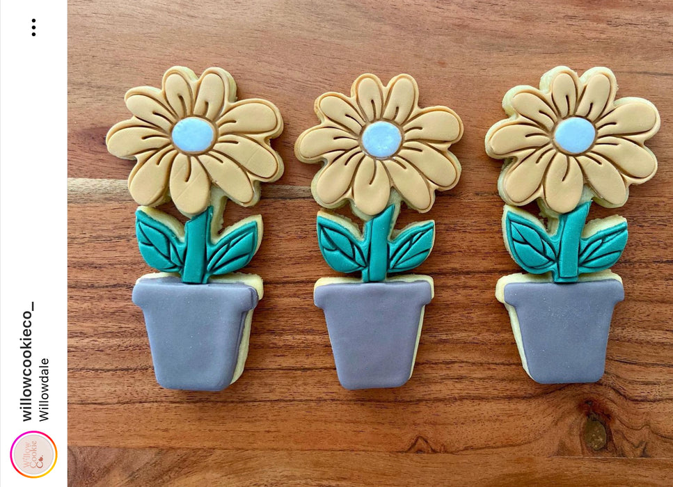 Flower & Pot Cookie Cutter and optional Fondant Stamp