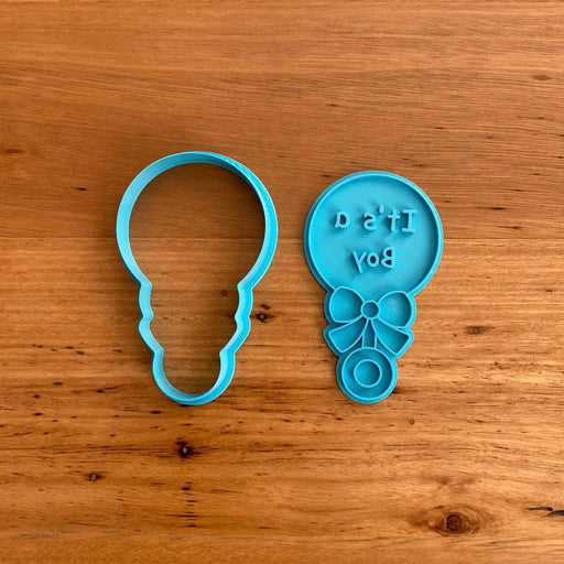 Baby Rattle Cookie Cutter & Stamp - It's a Boy