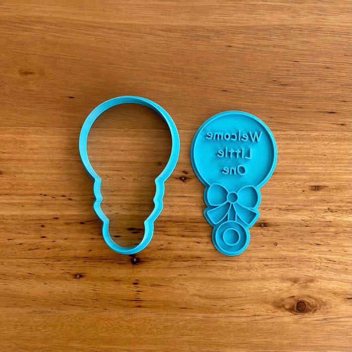 Baby Rattle Cookie Cutter & Stamp - Welcome Little One 