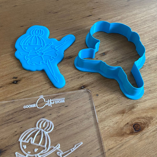 Ballerina #2 Deboss Raised Effect Stamp with cutter, Pop Stamp, deboss stamp and cookie cutter, cookie cutter store