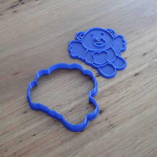 Bear Holding Heart with wings Cookie Cutter and Emboss Stamp, Cookie Cutter Store