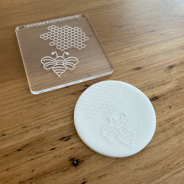 Bee with honeycomb Design Deboss Raised Effect Stamp, Pop Stamp, deboss stamp and cookie cutter, cookie cutter store