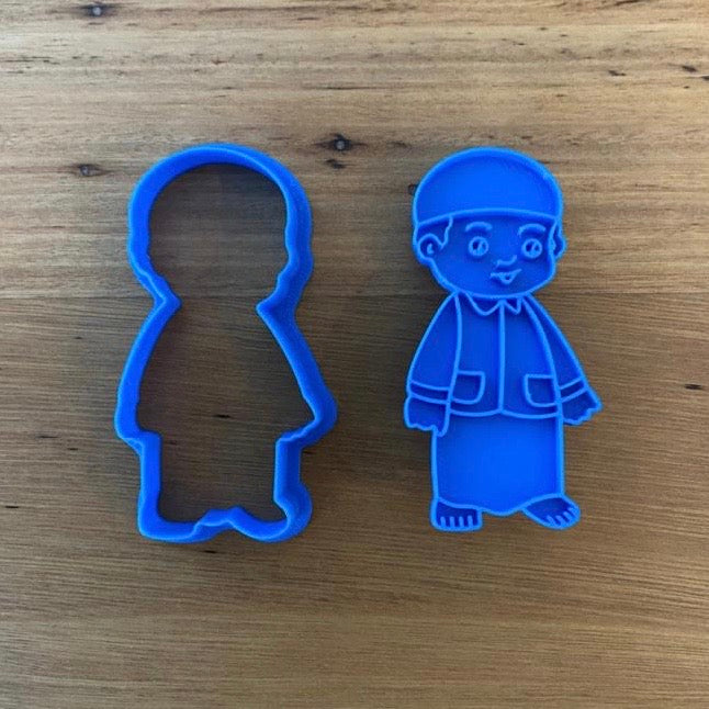 Boy Cookie Cutter & Stamp measures approx. 80mm tall by 40mm wide. Designed for Eid theme cookies and events, we also have matching girl, see seperate listing, or in the photos and options.