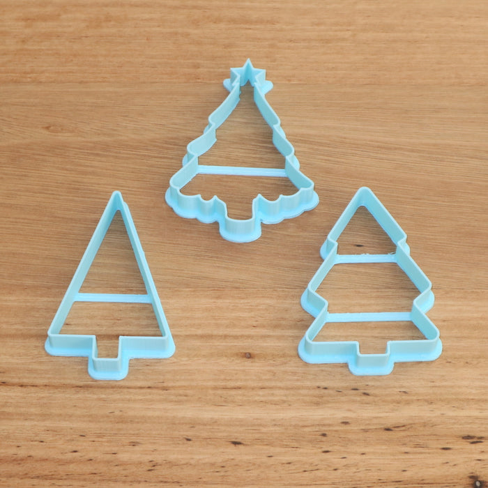 Christmas Tree Cookie cutters, plain, with snow, or with a star