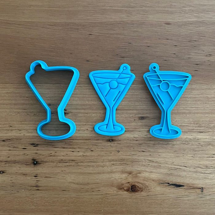 Martini Cocktail Cookie Cutter and Emboss stamp, cookie cutter store