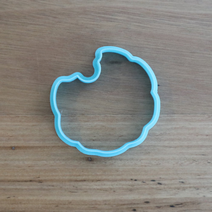 Cookie Bite Shape Cookie Cutter measures approx. 70mm around.  Please note that this is narrow.  Excellent robust Quality with a neat cutting edge. We target next day delivery. Custom designs are possible if you want a different size, or design. Just send an enquiry, or see our custom cookie cutter item, found under the "Custom Items" menu.