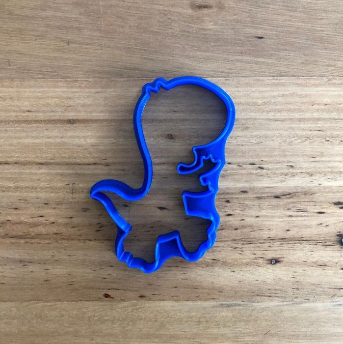 Dinosaur style #6 - Cookie Cutter Only measures approx. 95mm tall by 65mm wide.  Don't miss our other Dinosaur styles by searching "Dinosaur" in the search bar.