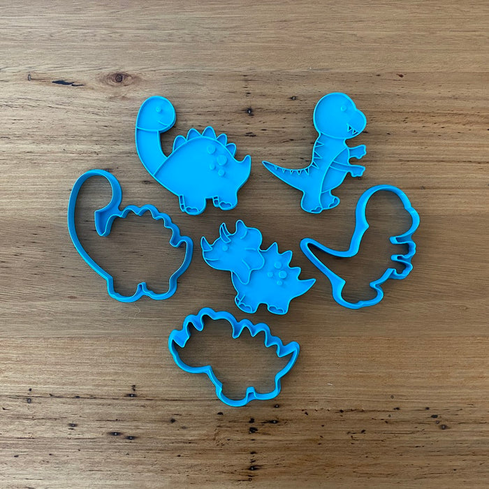 Stegosaurus, Diplodocus & Tyrannosaurus Dinosaur style #1 - Cookie Cutter & Emboss Stamp, available at Cookie Cutter Store