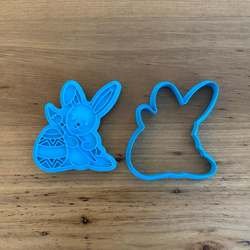 Easter Bunny with Egg and Paint Brush Cookie Cutter & Stamp, cookie cutter store