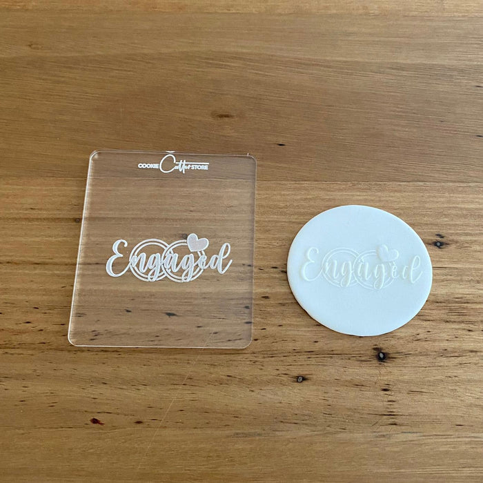 "Engaged" Deboss Raised Effect Cookie Stamp, Cookie Cutter Store
