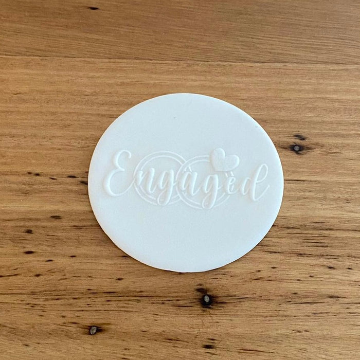 "Engaged" Deboss Raised Effect Cookie Stamp, Cookie Cutter Store