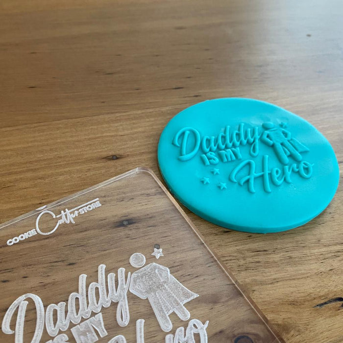 'Daddy is my hero" Cookie Cutter and Stamp, Deboss, Pop stamp, Raised stamp, Cookie Cutter Store