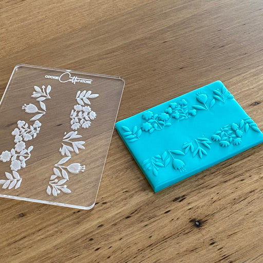 Floral Border Rectangle Style #3 Raised Effect Stamp, Pop Stamp, deboss stamp and cookie cutter, cookie cutter store