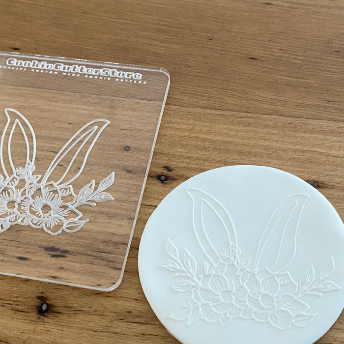 Floral Bunny for Easter Deboss Raised Stamp, Pop Stamp, deboss stamp and cookie cutter, cookie cutter store