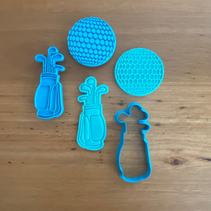 Golf Ball, Golf Bag & Golf Buggy Cookie Cutter and Stamp Set, cookie cutter store