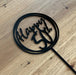 "Happy 50th" in Black acrylic cake topper available in many colours, mirrored finish and glitters, Cookie Cutter Store