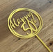 "Happy 50th" in Bright Gold acrylic cake topper available in many colours, mirrored finish and glitters, Cookie Cutter Store