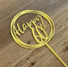 "Happy 60th" in Bright Gold acrylic cake topper available in many colours, mirrored finish and glitters, Cookie Cutter Store