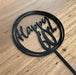"Happy 60th" in Black acrylic cake topper available in many colours, mirrored finish and glitters, Cookie Cutter Store