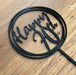 "Happy 70th" in Black acrylic cake topper available in many colours, mirrored finish and glitters, Cookie Cutter Store