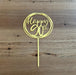 "Happy 90th" Bright Gold acrylic cake topper available in many colours, mirrored finish and glitters, Cookie Cutter Store